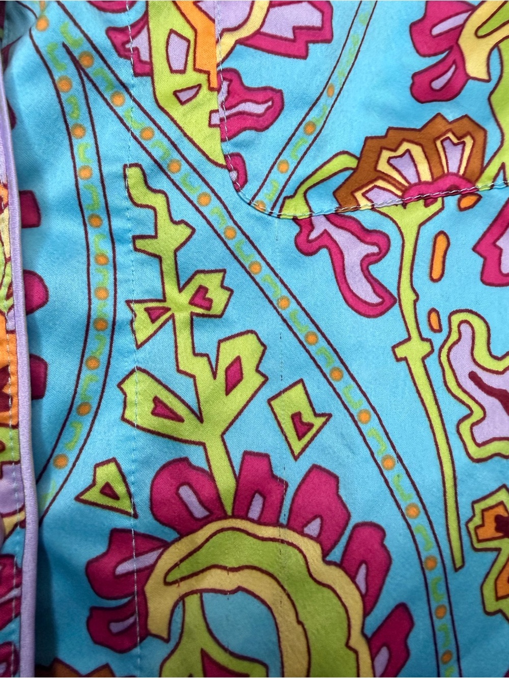 Nick & Nora Sleepwear Paisley Satin Pajama Set Blue Multicolor Small Y2K - Picture 8 of 11